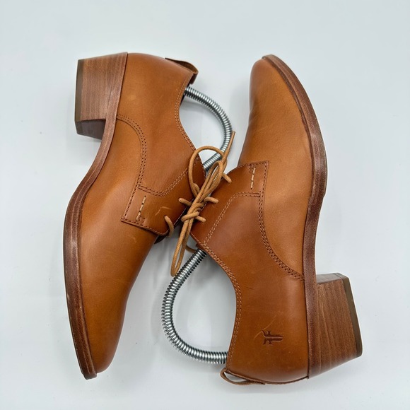 Frye Women Tan Leather Jillian Oxford Lace Up Pointed Toe Shoes 3472689 Size 8M - Picture 10 of 16